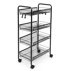 GENERICO - Carrito Organizador Con Rueda Multiuso 4 Niveles Color Negro
