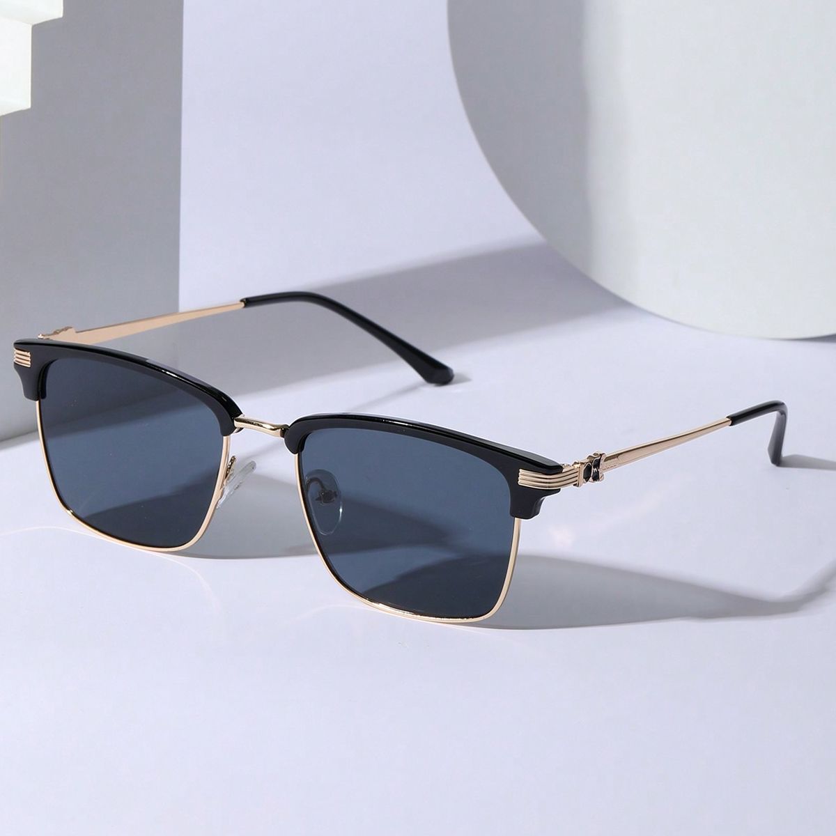 POLASUP - Polasup lentes Gafas de sol clásicas elegantes media montura de metal UV400 retro moda mujer hombre