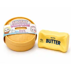 GENERICO - Dumpling squishy + Butter Squishy Viral 2 Pcs Dumpling Sensorial al azar.