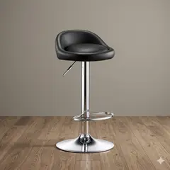 GENERICO - Silla Piso Bar Altura Regulable Taburete Respaldo Acabado de la estructura Laqueado Color Negro