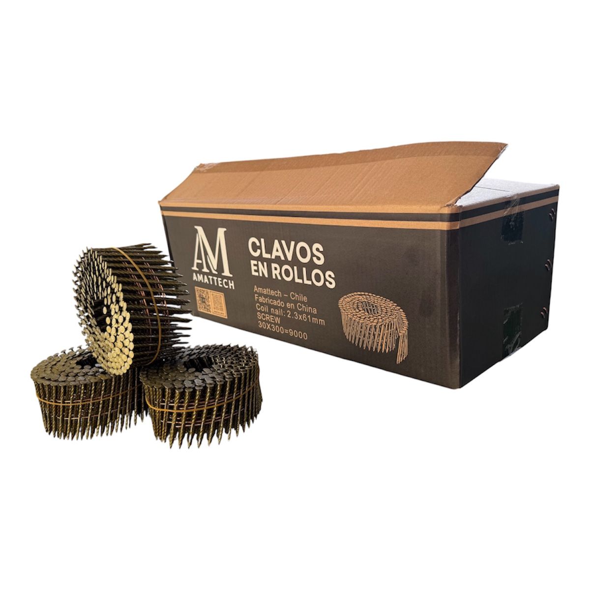 AMATTECH - Clavo En Rollo Helicoidal Amattech 2,3x61mm Caja 9000 Unid