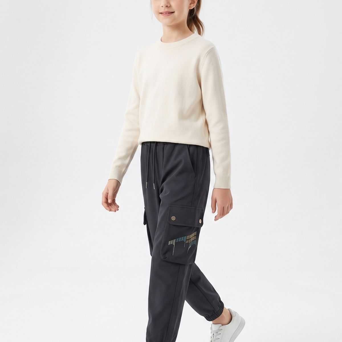 KIBOU - Pantalon Cargo Niña Impermeable Jogger Moda Urbana Comodo