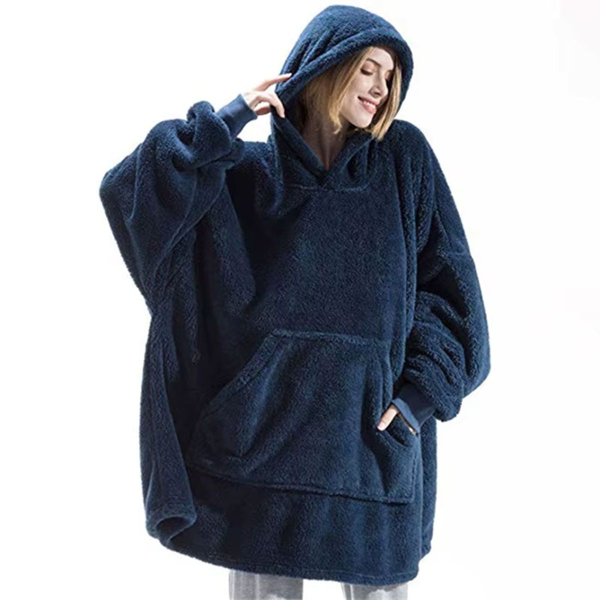 GENERICO - Polerón Sherpa Mujer con Capucha Tipo Huggle