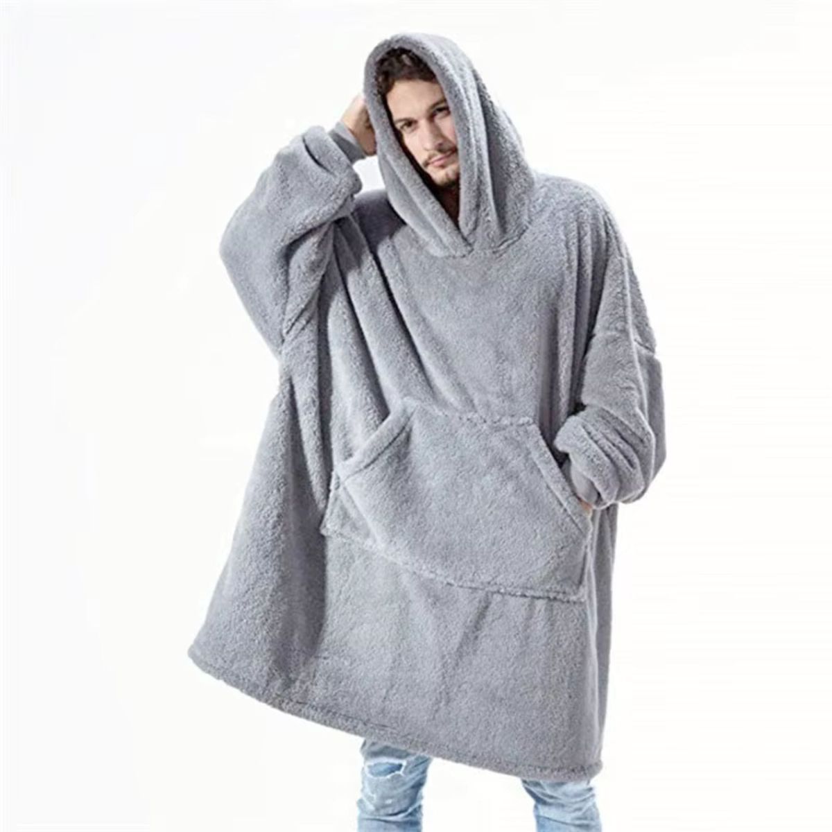GENERICO - Polerón Sherpa Hombre con Capucha Tipo Huggle