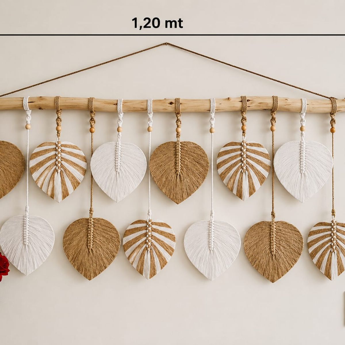 VERDEMAR - Mural Decorativo Hojas Boho Macramé XL 120x80 cm