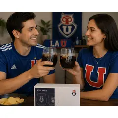 U DE CHILE - SET 2 VASOS DE VIDRIO UNIVERSIDAD DE CHILE