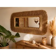 VERDEMAR - Espejo Yute Glass Boho Natural 110x70 cm
