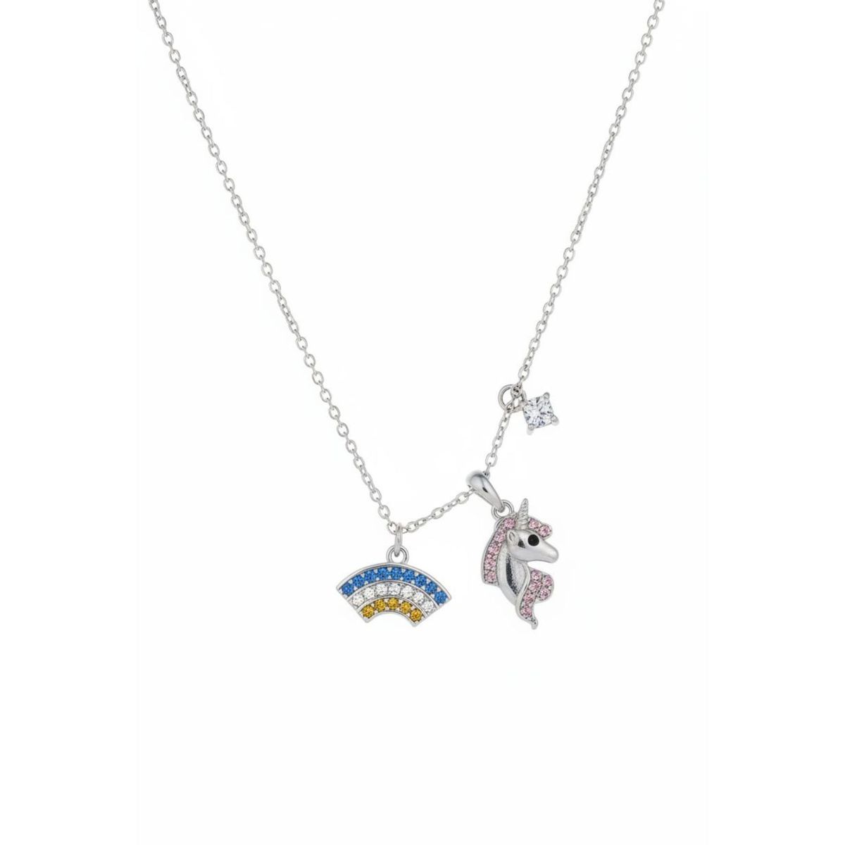JOYAS LANDEROS - Collar Unicornio/Arcoíris Plata 925