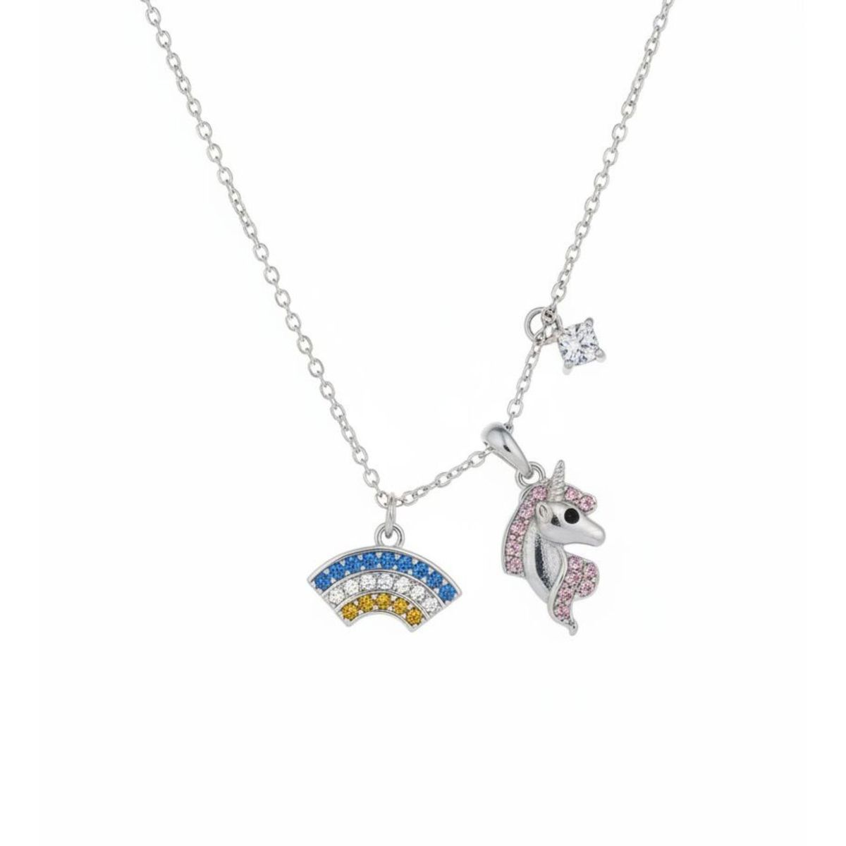 JOYAS LANDEROS - Collar Unicornio/Arcoíris Plata 925