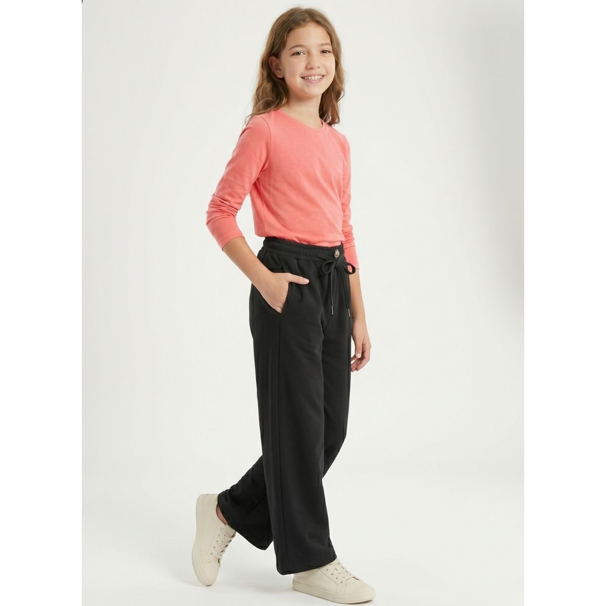 KIBOU - Pantalon Ancho Niña Palazzo Holgado Con Cintura Elastica