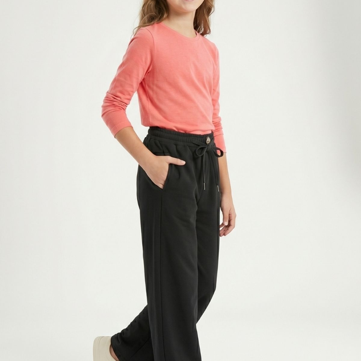 KIBOU - Pantalon Ancho Niña Palazzo Holgado Con Cintura Elastica