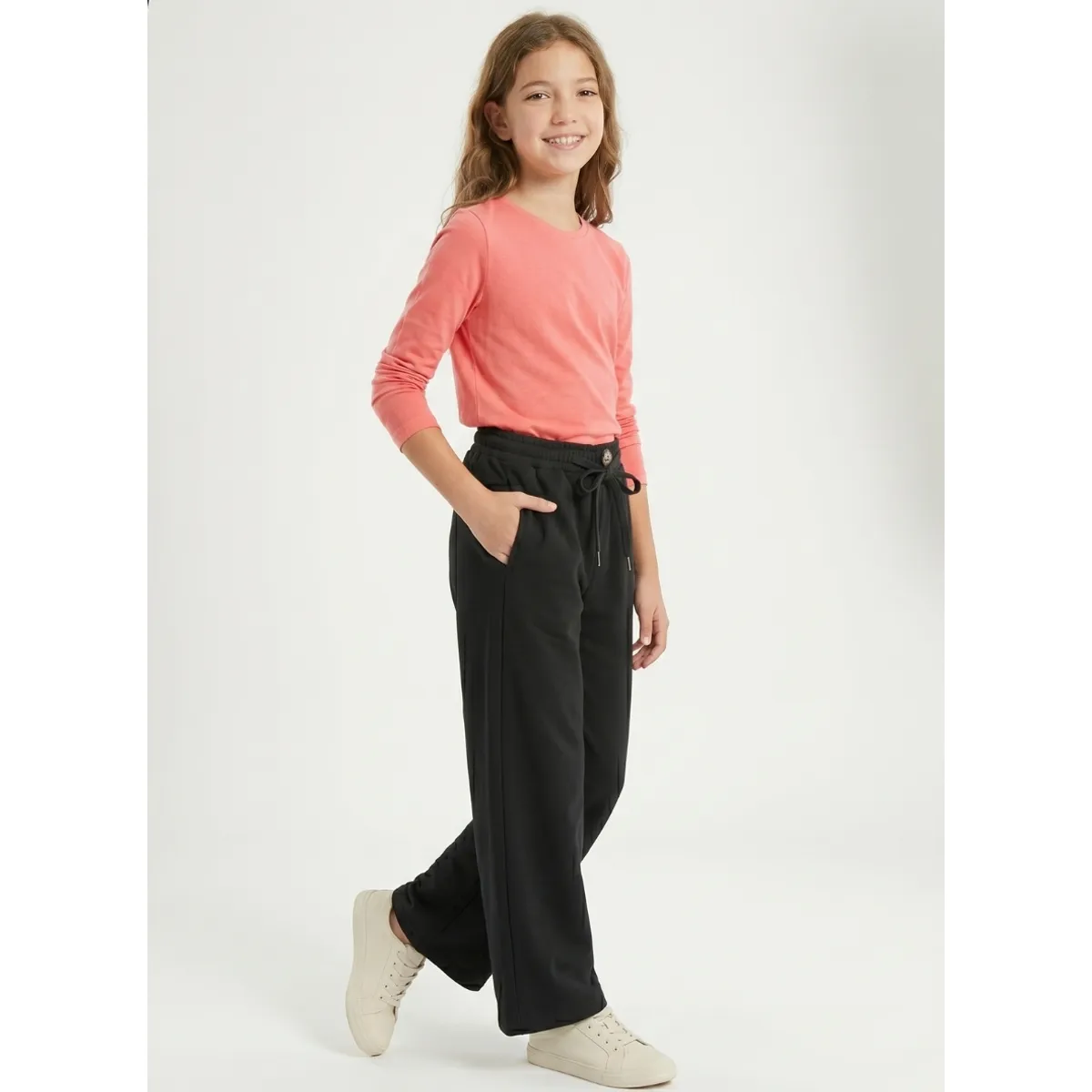 KIBOU - Pantalon Ancho Niña Palazzo Holgado Con Cintura Elastica