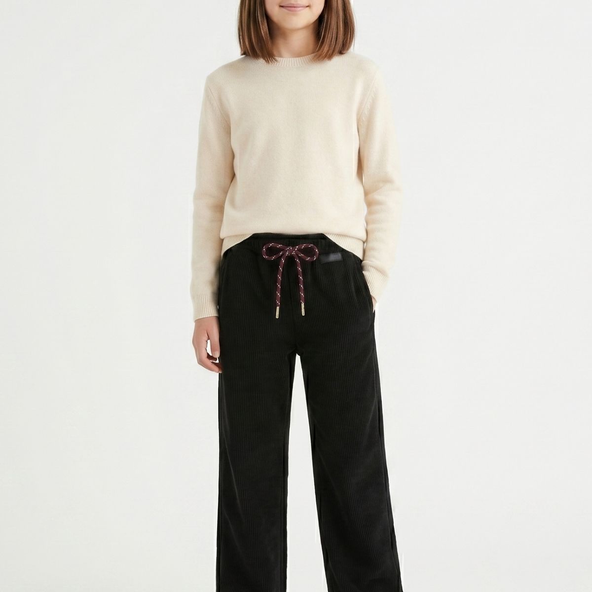 KIBOU - Pantalón Cotelé Niña Estilo Wide Leg Invierno