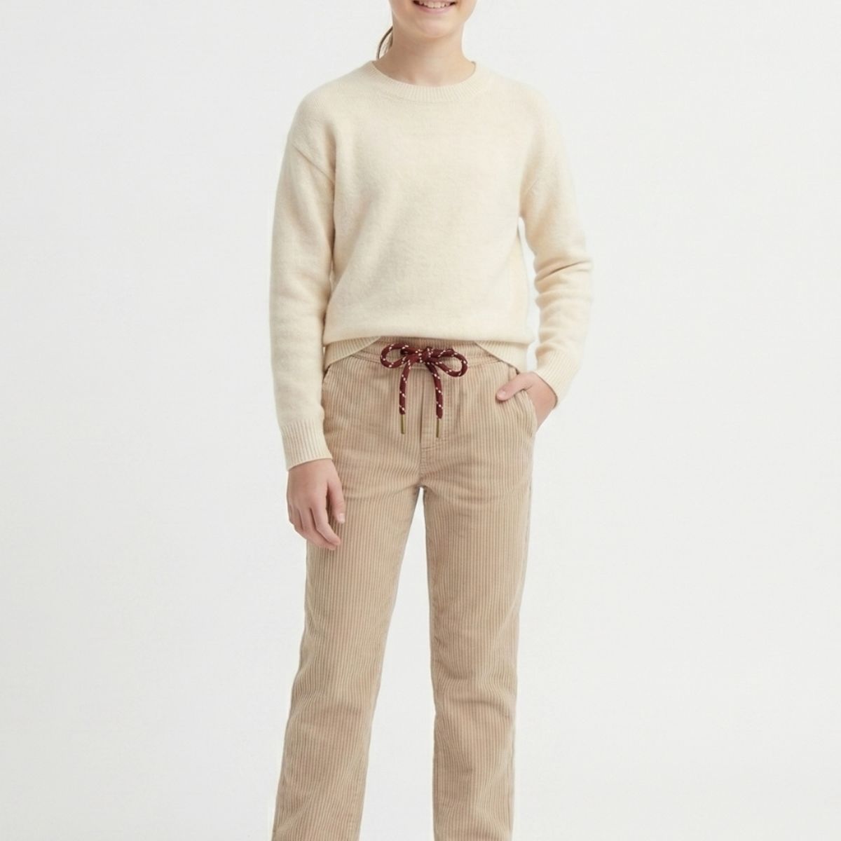 KIBOU - Pantalón Cotelé Niña Estilo Wide Leg Invierno