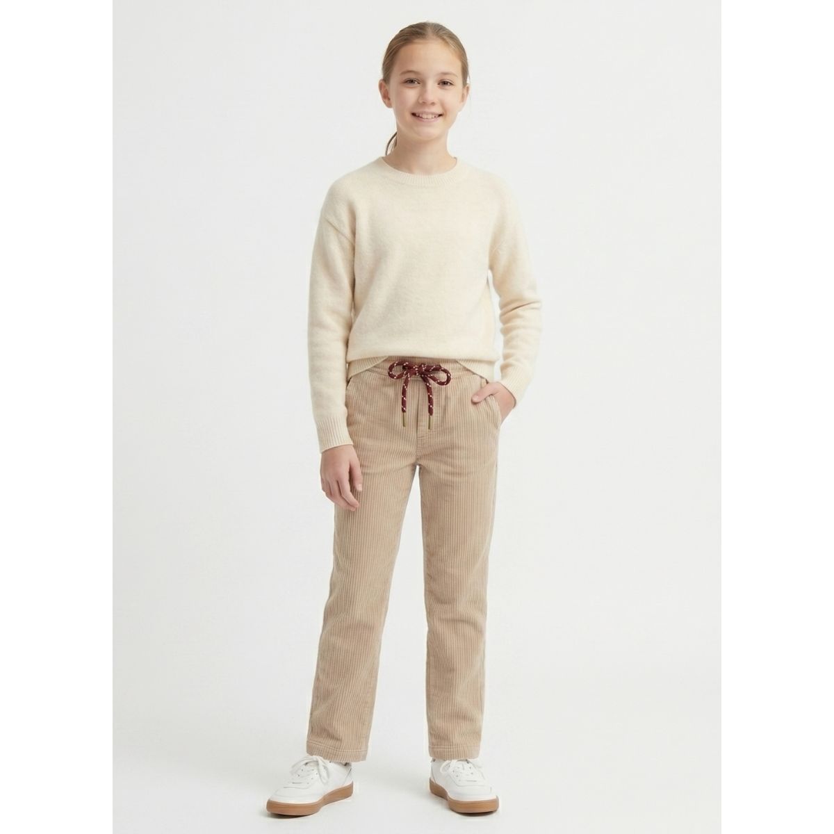 KIBOU - Pantalón Cotelé Niña Estilo Wide Leg Invierno