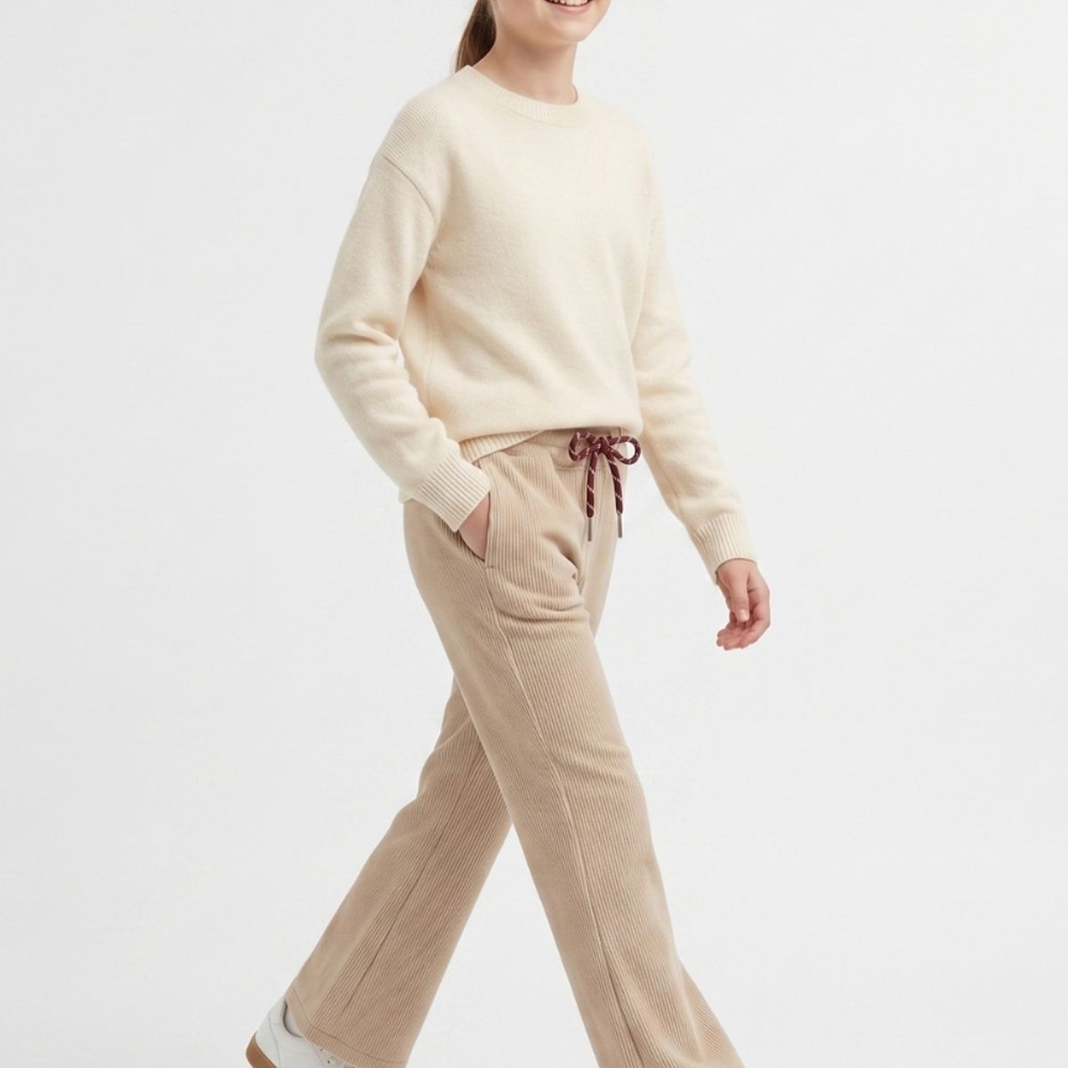 KIBOU - Pantalón Cotelé Niña Estilo Wide Leg Invierno