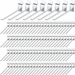 GENERICO - Pack 100 Ganchos Gancheras Panel Ranurado 15 Cm Exhibidor