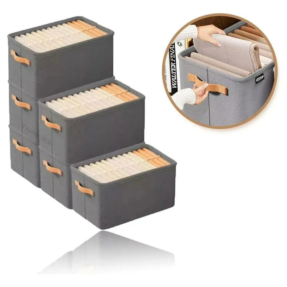 GENERICO - 6x Bolsas Organizador Ropa Caja Plegable Asa Almacenamiento