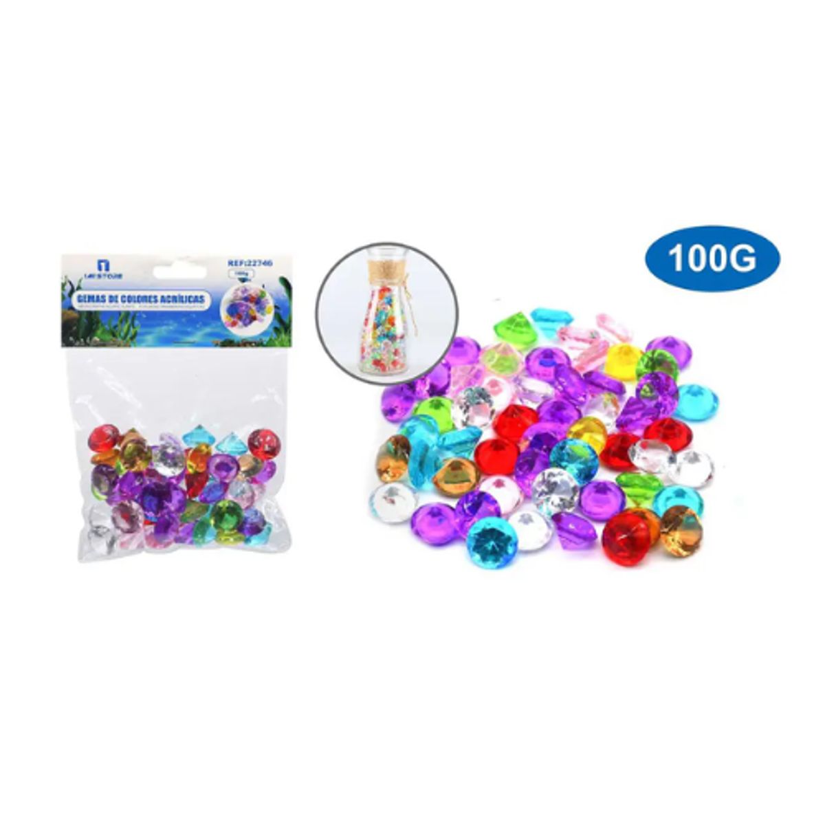 GENERICO - Gemas De Colores Acrílicas Decorativas 100g
