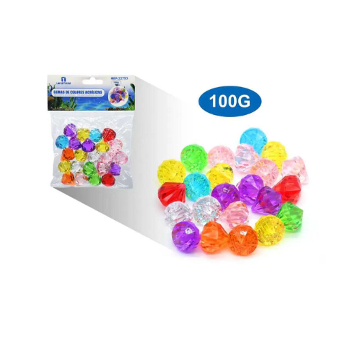 GENERICO - Gemas De Colores Acrílicas Decorativas 100g