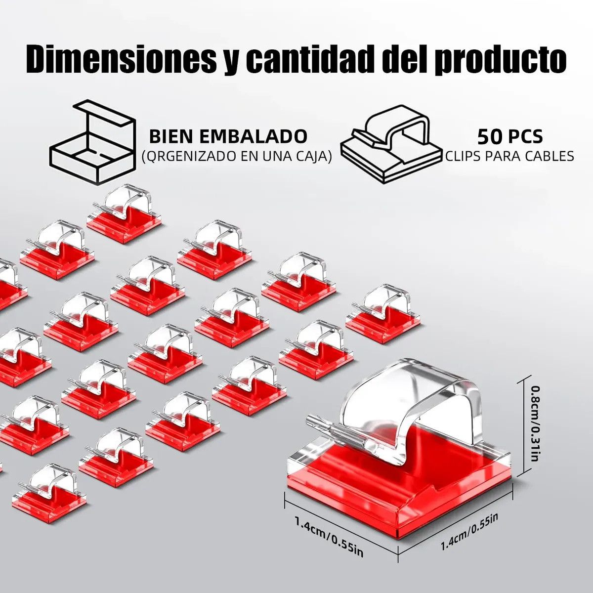 KUANGYE - 50 Clips Para Cables Para Exteriores, Organizador De Cable Adhesivo