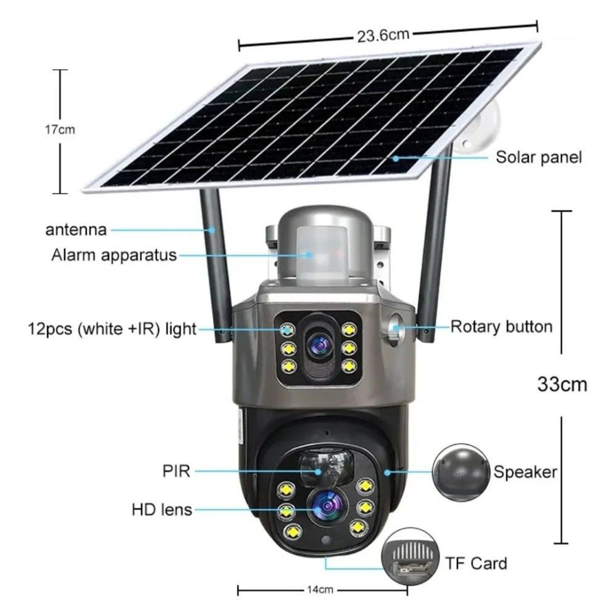 GENERICO - Cámara de Seguridad Solar 4g funciona Con Chip De Celular Full HD