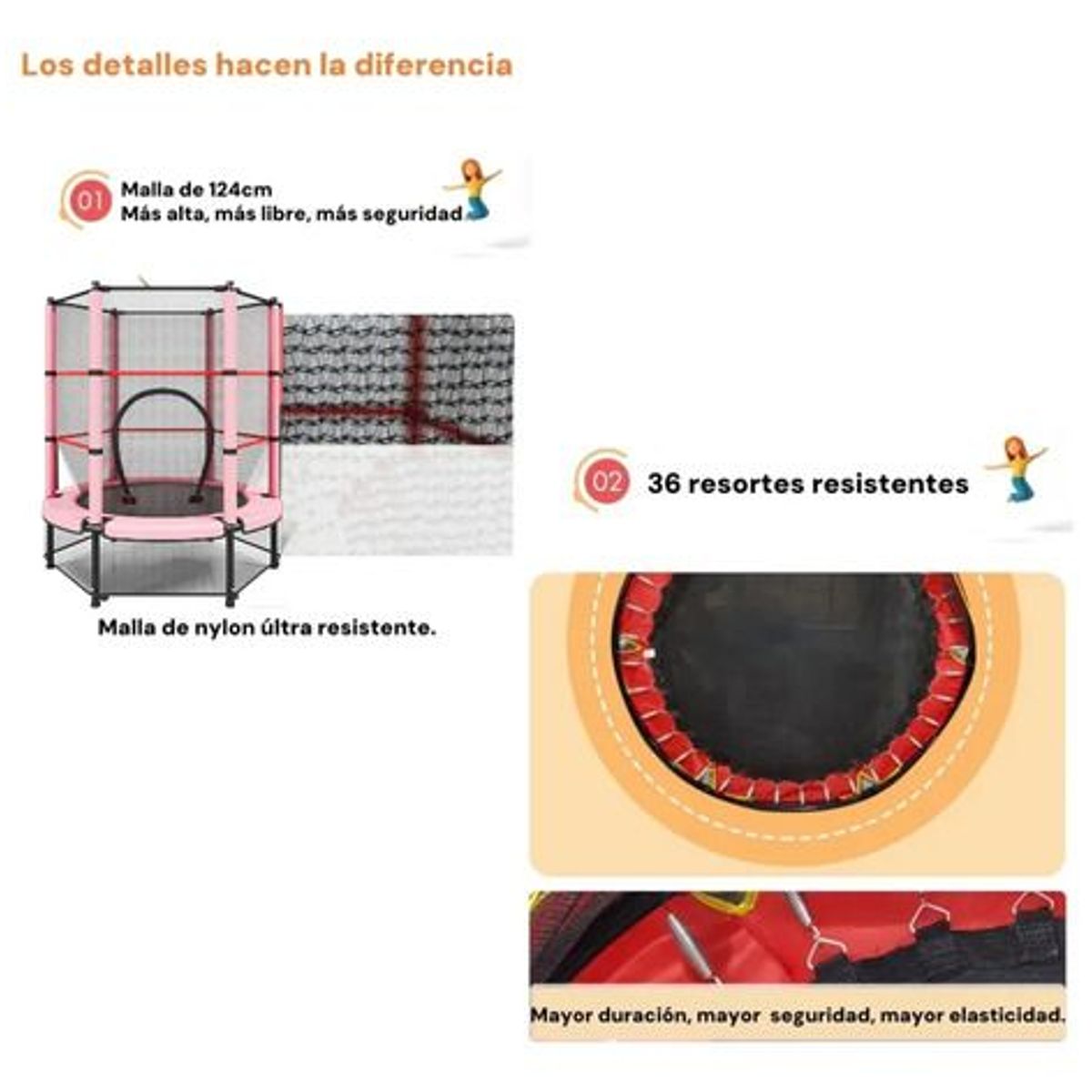 GENERICO - Cama Elástica Diseño Para Niños Circular Color Rosado