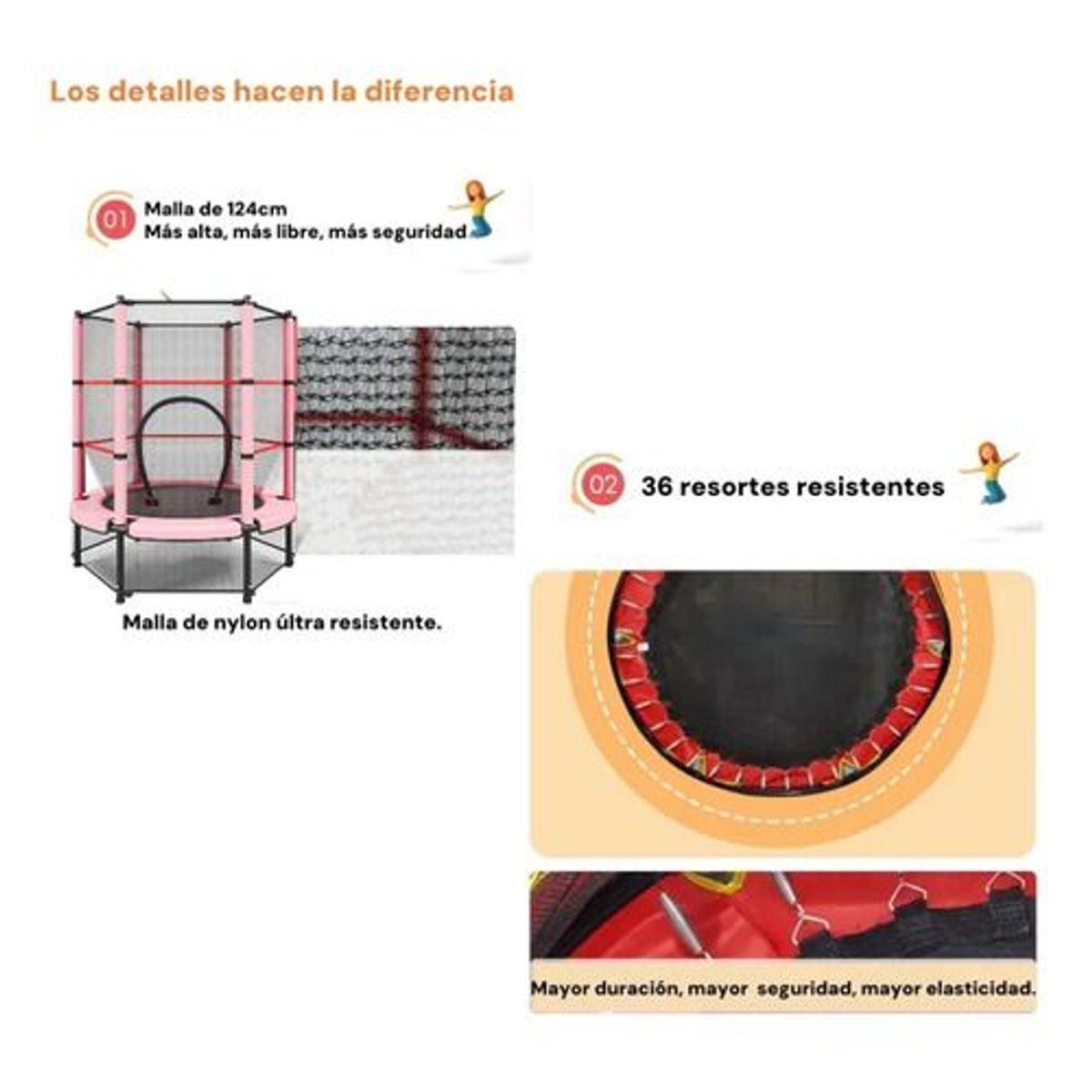 GENERICO - Cama Elástica Diseño Para Niños Circular Color Rosado