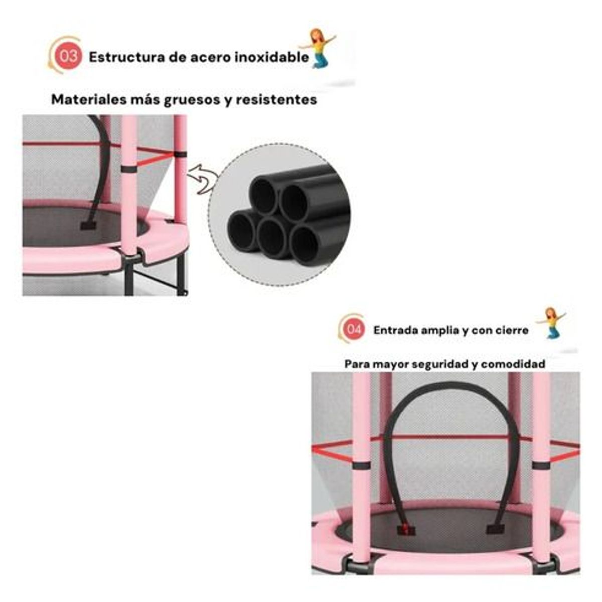 GENERICO - Cama Elástica Diseño Para Niños Circular Color Rosado