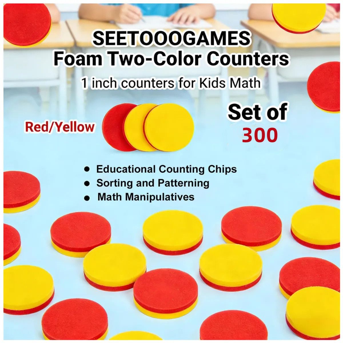 KUANGYE - Set 300 Fichas Bicolor De 1 Pulgada