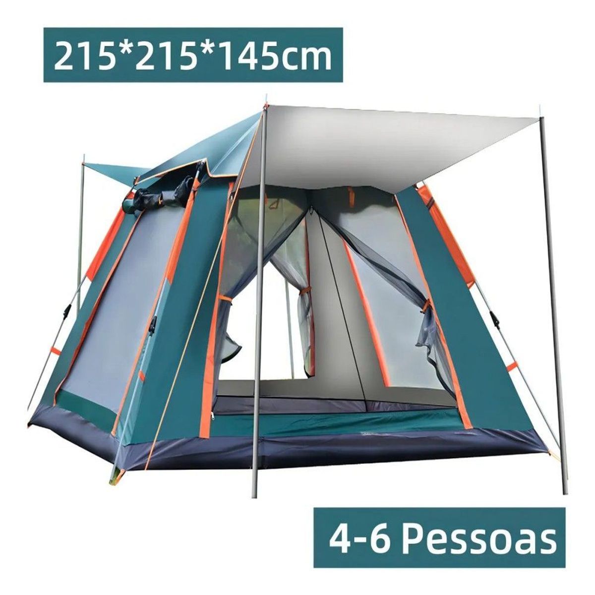 GENERICO - Carpa Camping Para 4 A 6 Personas De Color Verde Oxford 210d