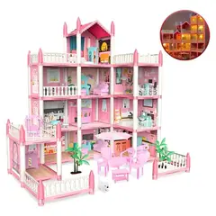 GENERICO - Casa De Muñecas Castillo De Princesa Con Muebles Con Led