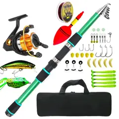 GENERICO - Set Kit De Caña Pescar Telescópica Con Accesorios Y Bolso