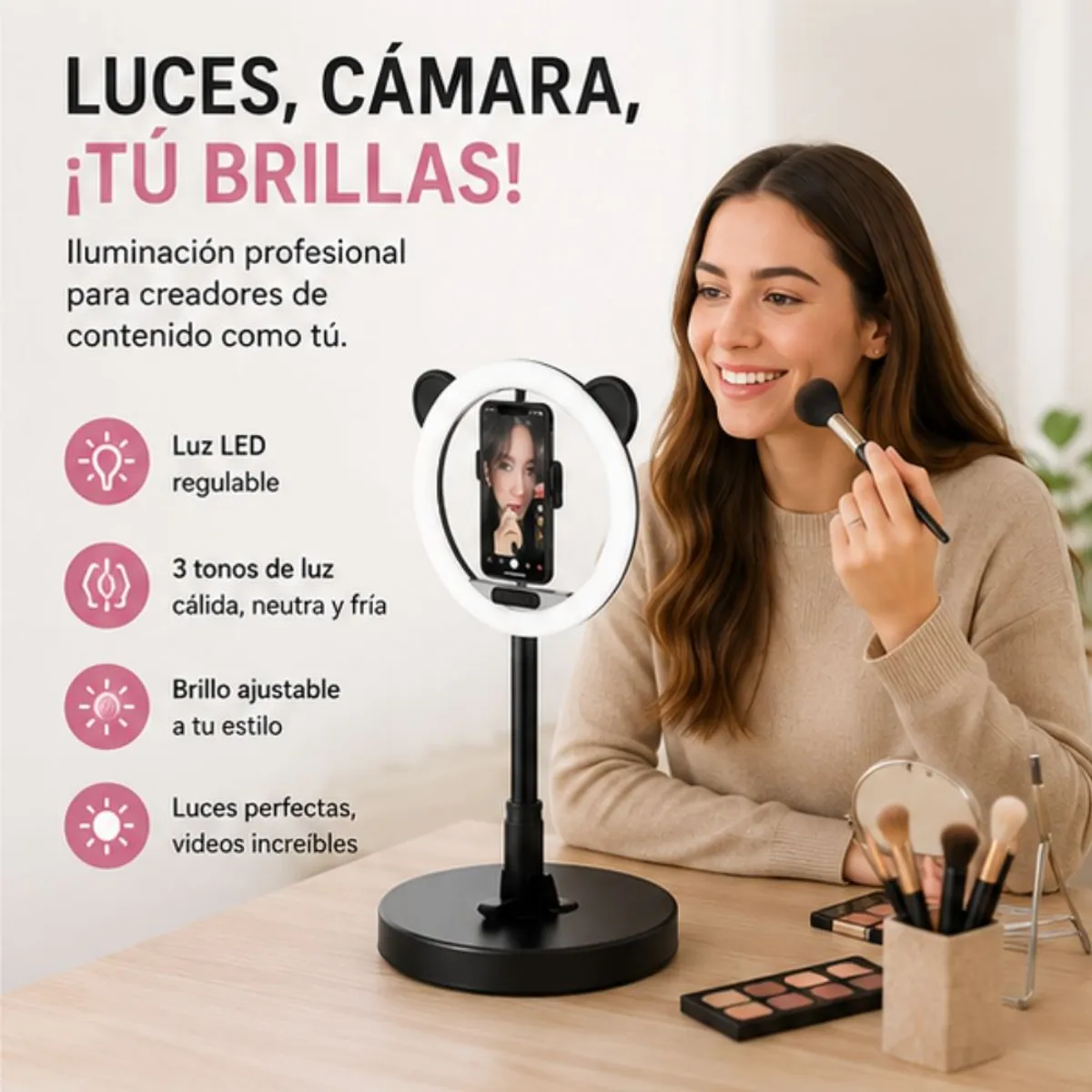 MOVI - Aro de Luz Portátil G2 Con Base Redonda
