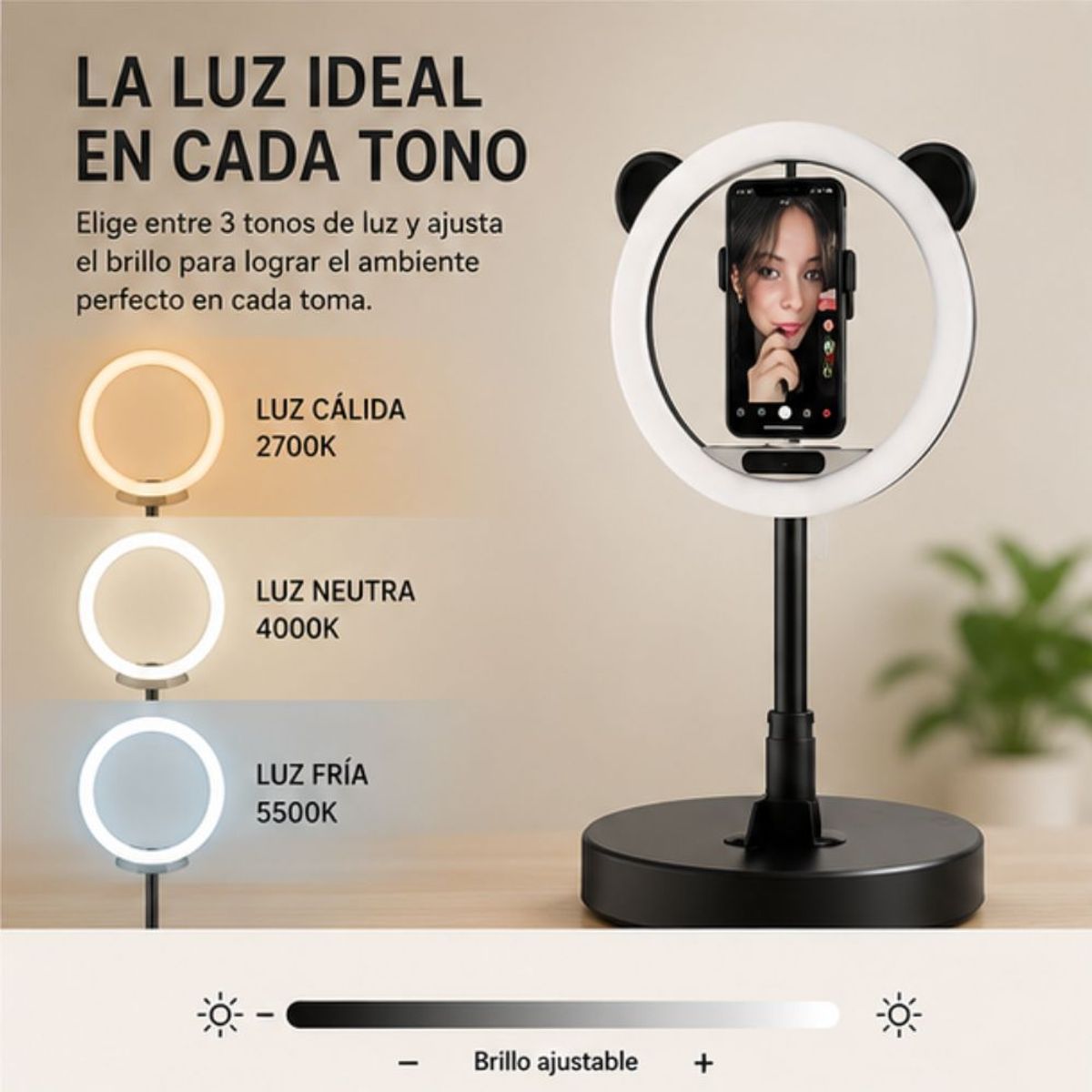 MOVI - Aro de Luz Portátil G2 Con Base Redonda