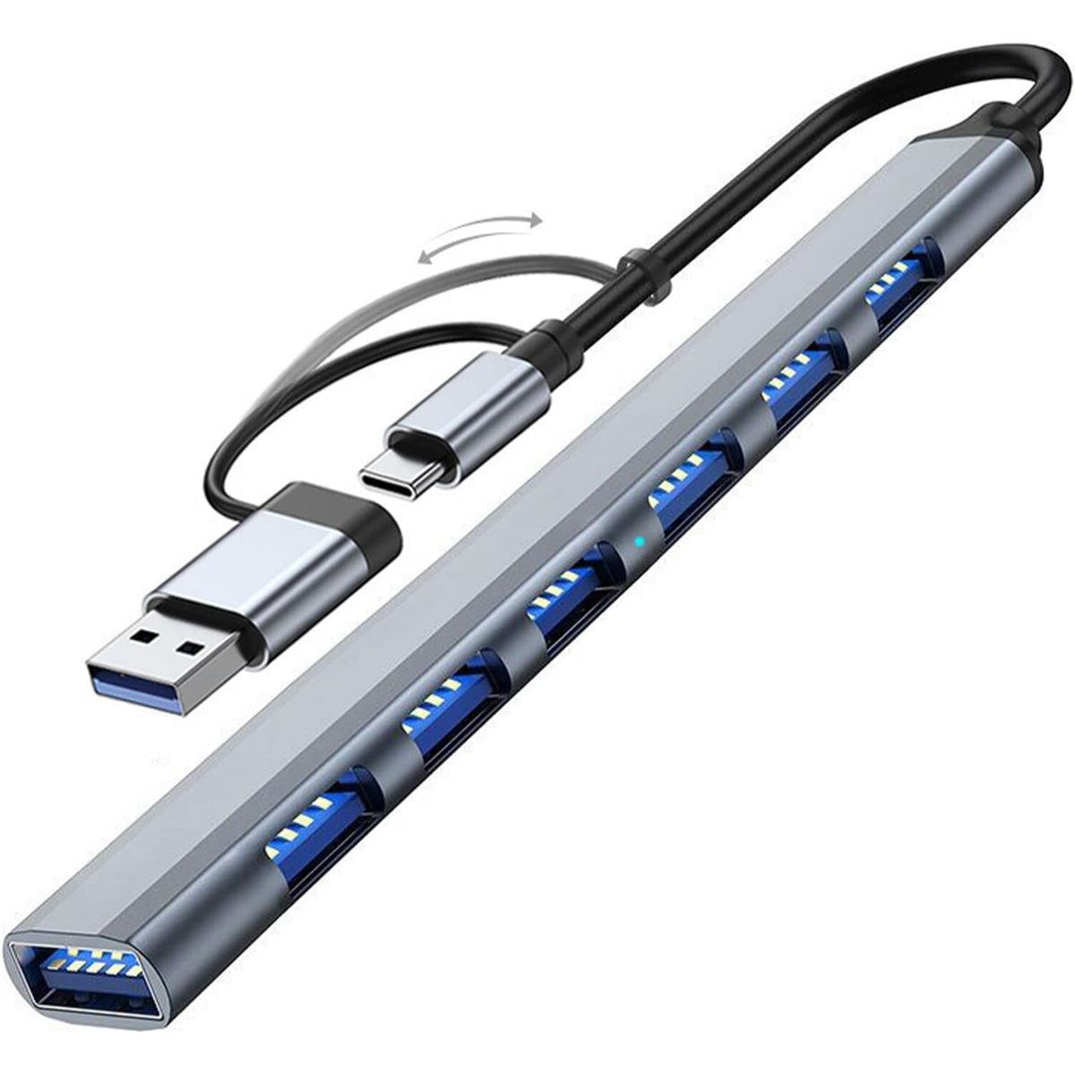 TSKY CHILE SHOPPING - Hub 8 en 1 USB 3.0, Adaptador de Puertos USB Múltiple para MacBook, ProPad, Tablets,Ps4,PS5,Samsung