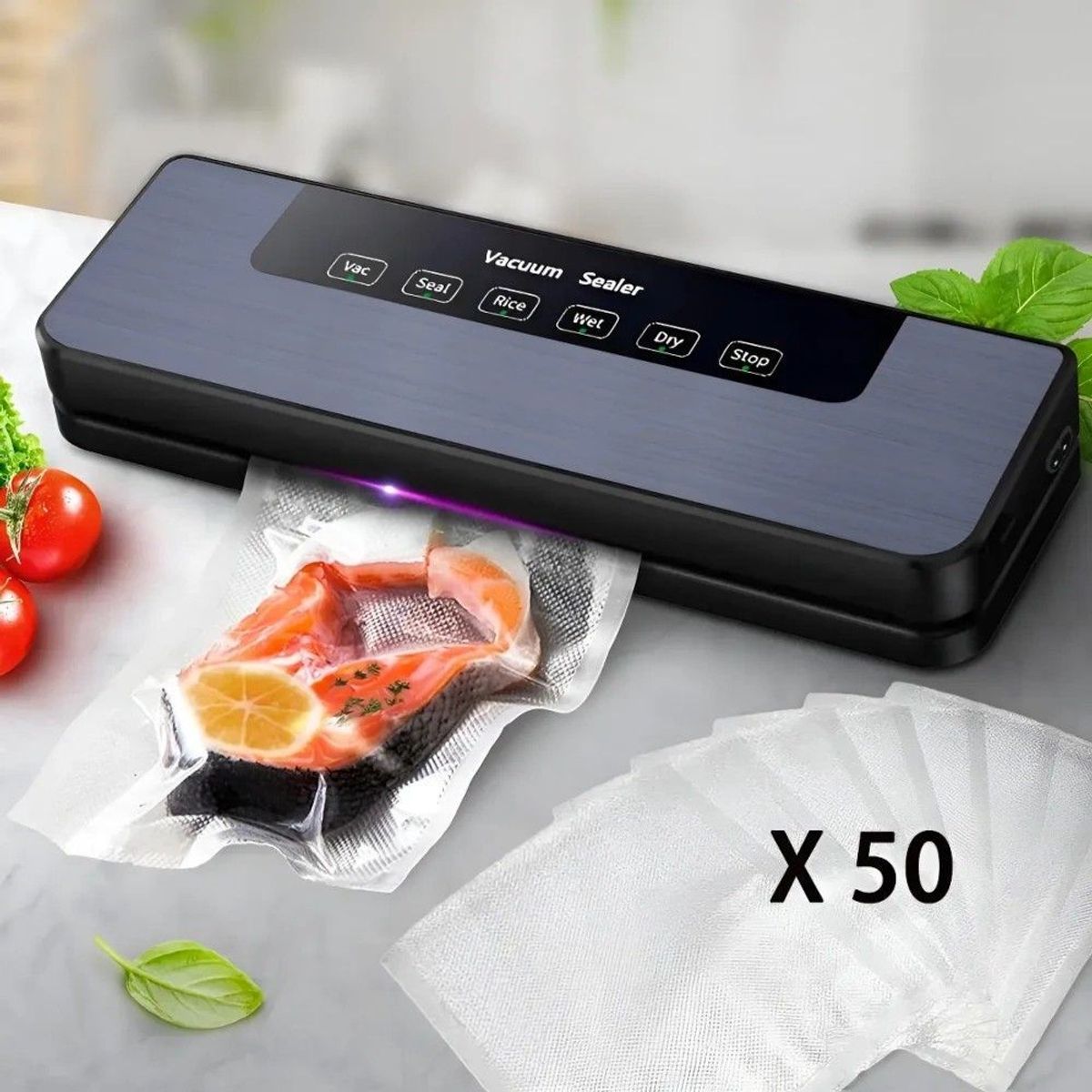 GENERICO - Maquina Selladora Al Vacío Sellar Alimentos + 50 Bolsas