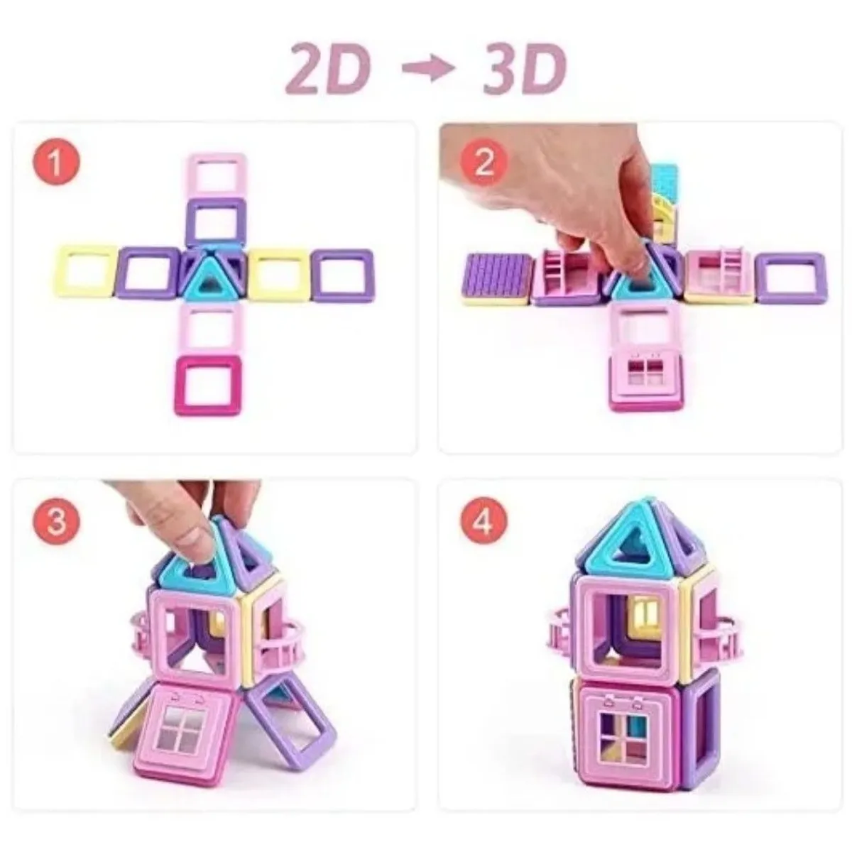 GENERICO - Bloques Construcción Magnéticos 76 Pzs Juguete Didáctico 3d