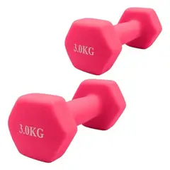 GENERICO - Pack 2 Mancuernas Pesa 3 Kilos Fitnes Yoga Gym 3kg Rosa Rosa