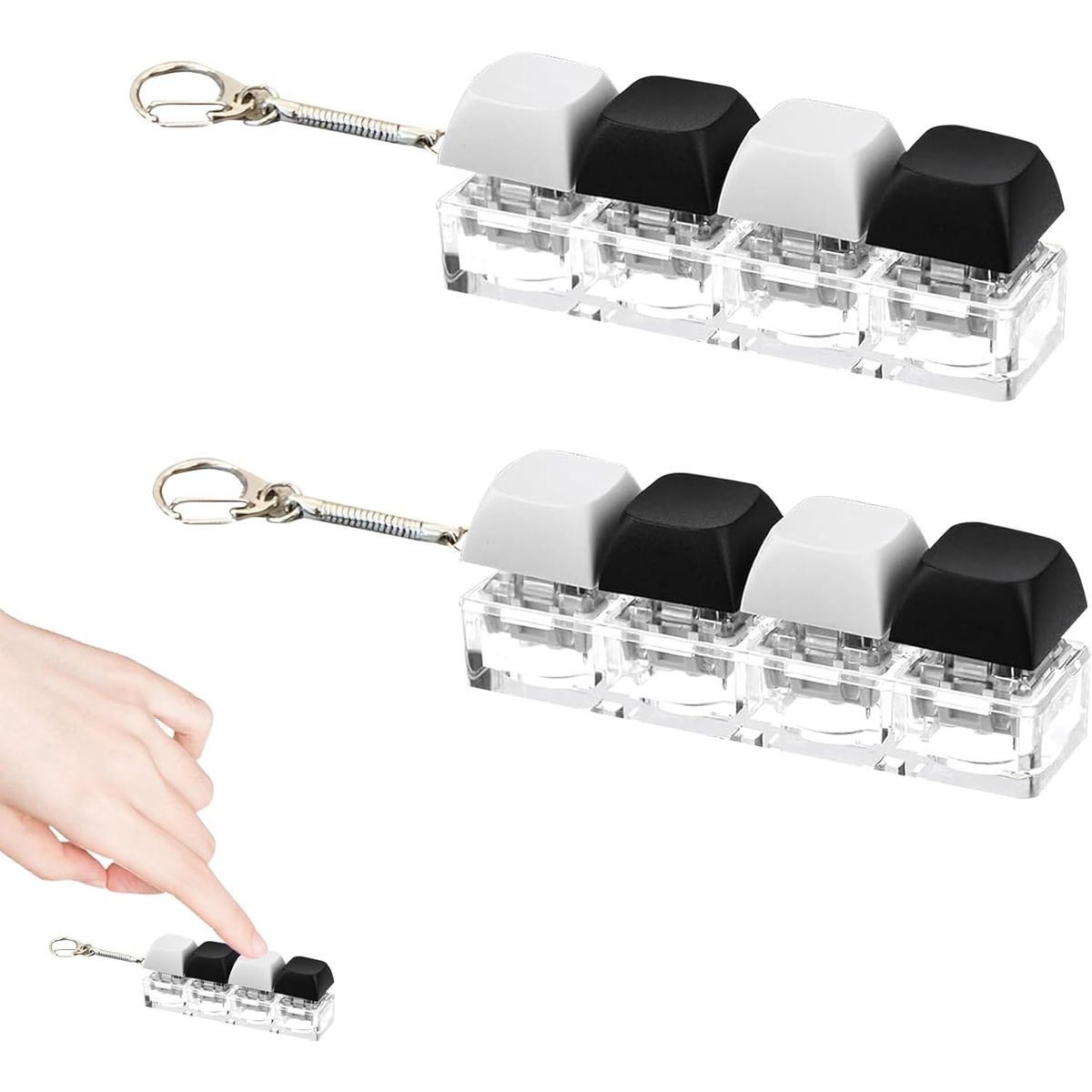 KUANGYE - 2x Llavero Fidget Antiestres Teclado Mecanico Clicky Gamer