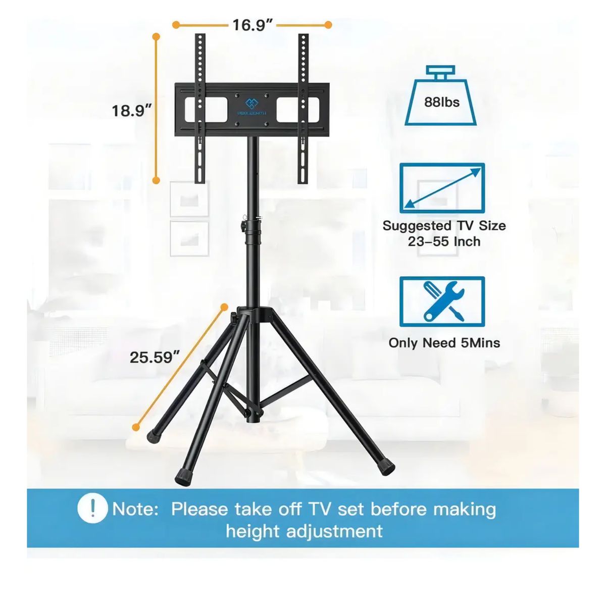 GENERICO - Soporte Tripode TV 32 A 55 Pulgadas Ajustable Negro Estable Facil Montaje Universal
