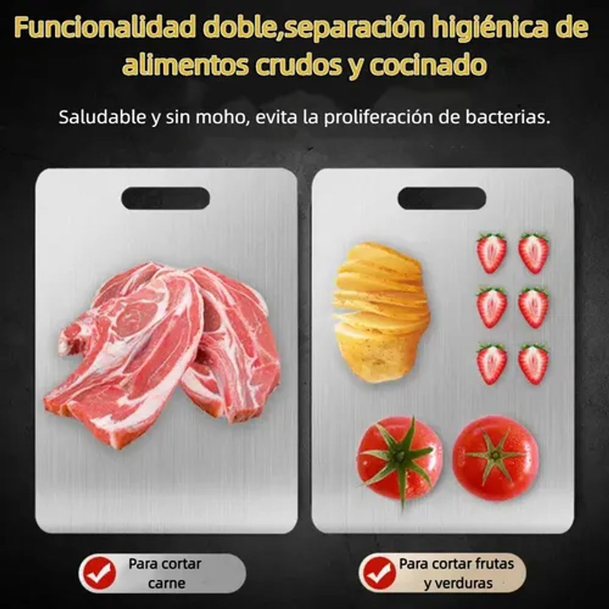 GENERICO - Tablas De Picar Alimento De Cocina Acero Inoxidable 3pzs