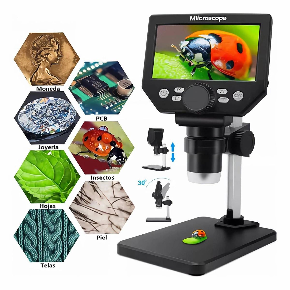 GENERICO - Microscopio Electrónico Académico Lcd Hd 1000x Mundo Magia