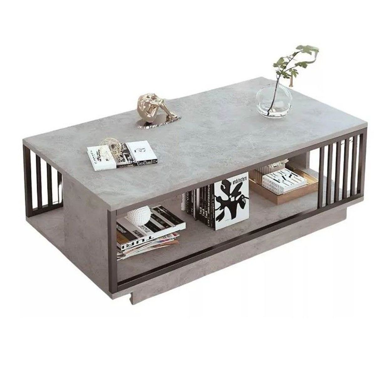 GENERICO - Mesa De Centro Para Living Con 2 Niveles 100x50x40 Gris
