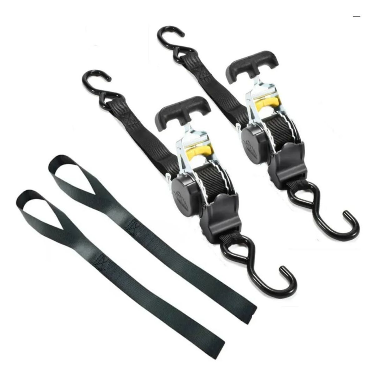 GENERICO - Pack X2 Correaeslinga Amarre Retráctil 25cmx3m Negro