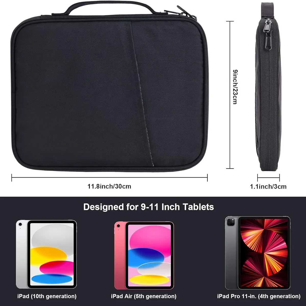 TSKY CHILE SHOPPING - Funda Protectora para iPad y Tablets 9-11 Pulgadas, Bolsa con Compartimentos Resistente al Agua