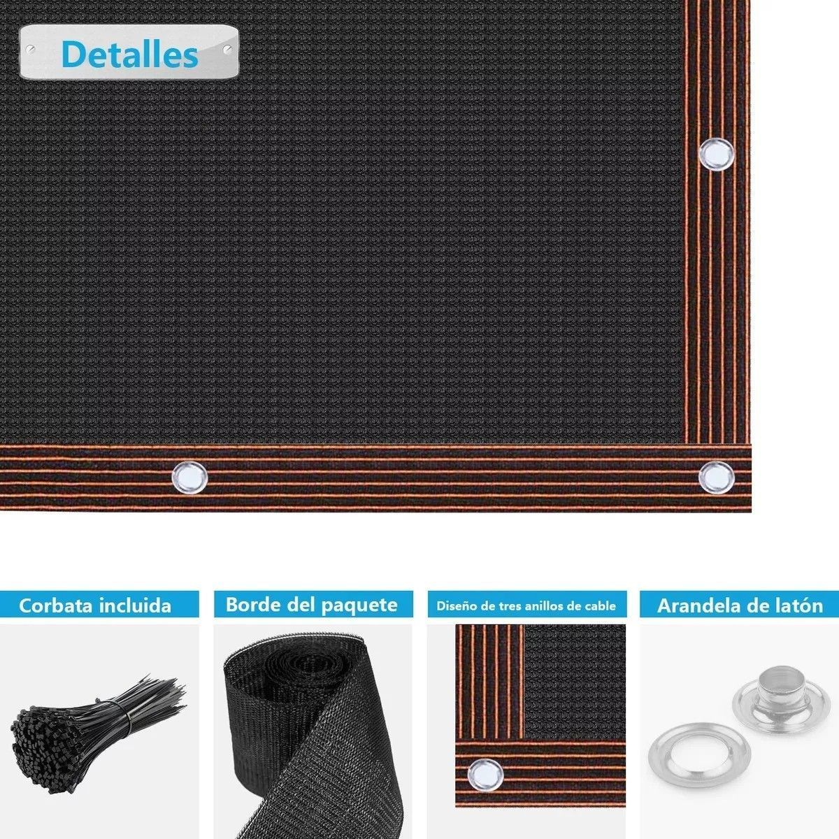 GENERICO - Valla De Protección De Privacidad Con Fijaciones 1x5m Negro