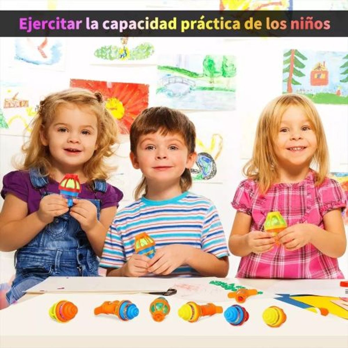GENERICO - Pack 20 Trompos Con Luz Sorpresa Lanzador Cumpleaños Eventos