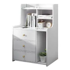 GENERICO - Velador 3 Niveles Con Cajones Color Blanco 48x30x70cm Mate Mate Blanco