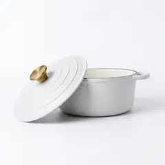 RHOMIE - Olla de Hierro Fundido Esmaltado 22cm 2.8L Blanco